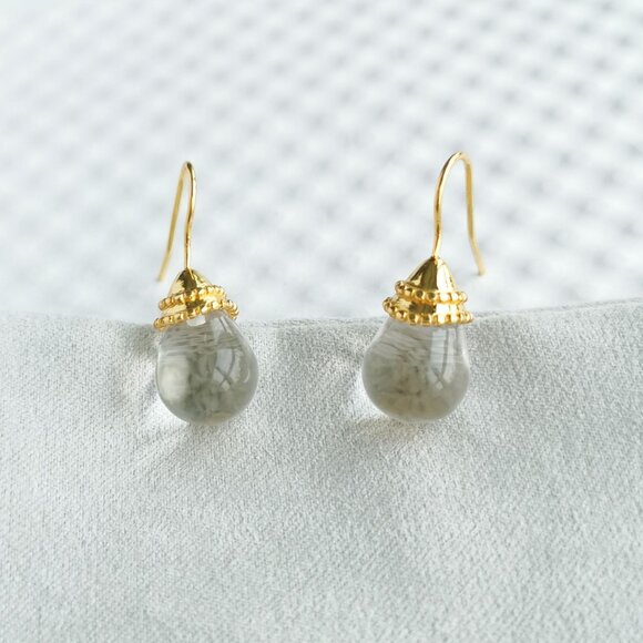 Julie Vos Gold Clear Crystal Noel Demi Earrings Small NEW - Picture 3 of 4